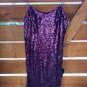Lulus NWT Purple Sequin Slip Dress S